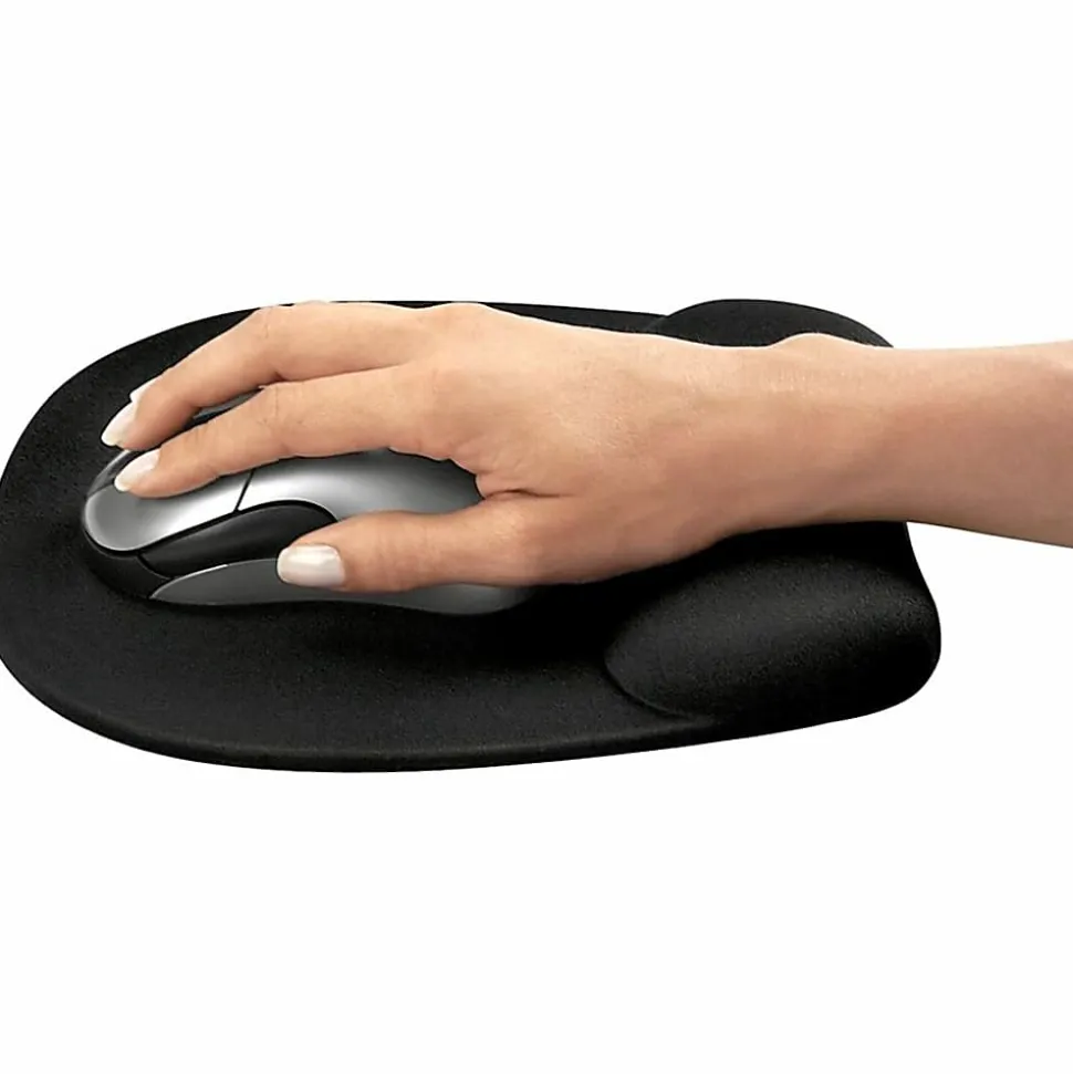 Fellowes® Memory Foam Mouse Pad with Wrist Rest - Black (9176501) - 1"x7.94"x9.25" Dimension - Black - 9176501