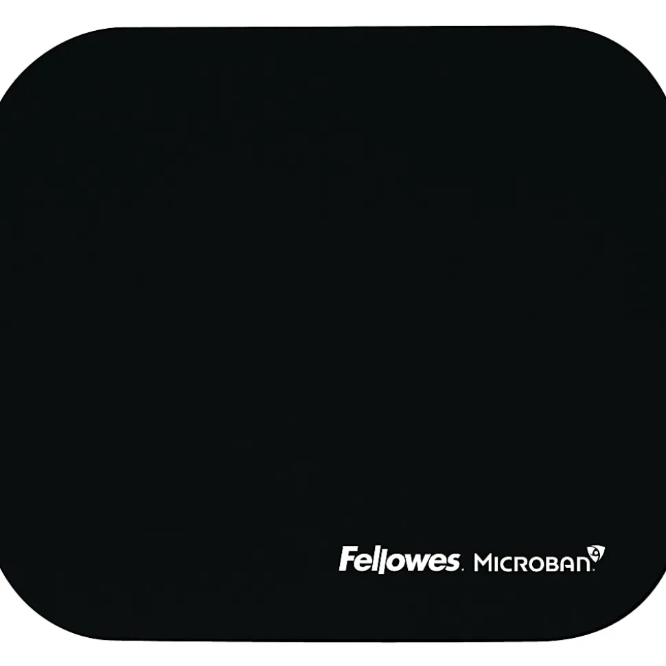 Fellowes Microban® Mouse Pad - Black - 8"x9"x0.1" Dimension - Black - Rubber Base, Polyester Surface - 5933901