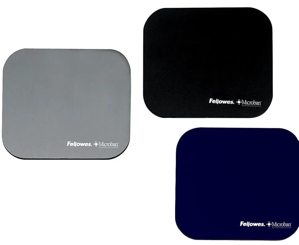 Fellowes Microban® Mouse Pad - Black - 8"x9"x0.1" Dimension - Black - Rubber Base, Polyester Surface - 5933901