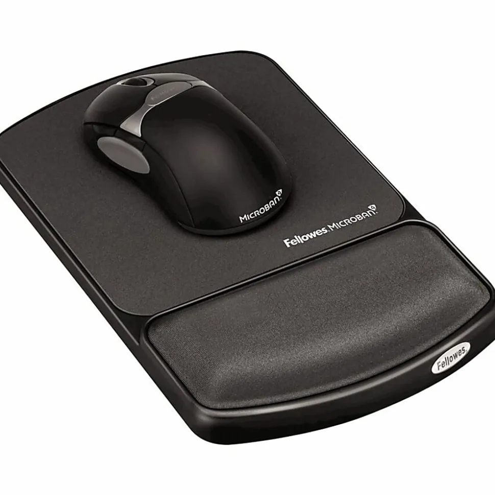 Fellowes Mouse Pad/Wrist Support with Microban Protection, Graphite