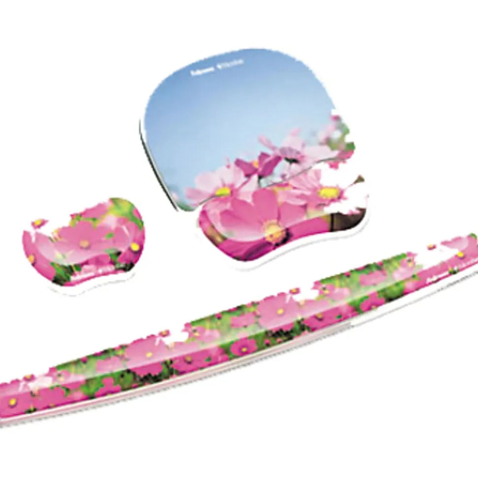 Fellowes® Photo Gel Keyboard Wrist Rest with Microban® Protection, Pink Flowers
