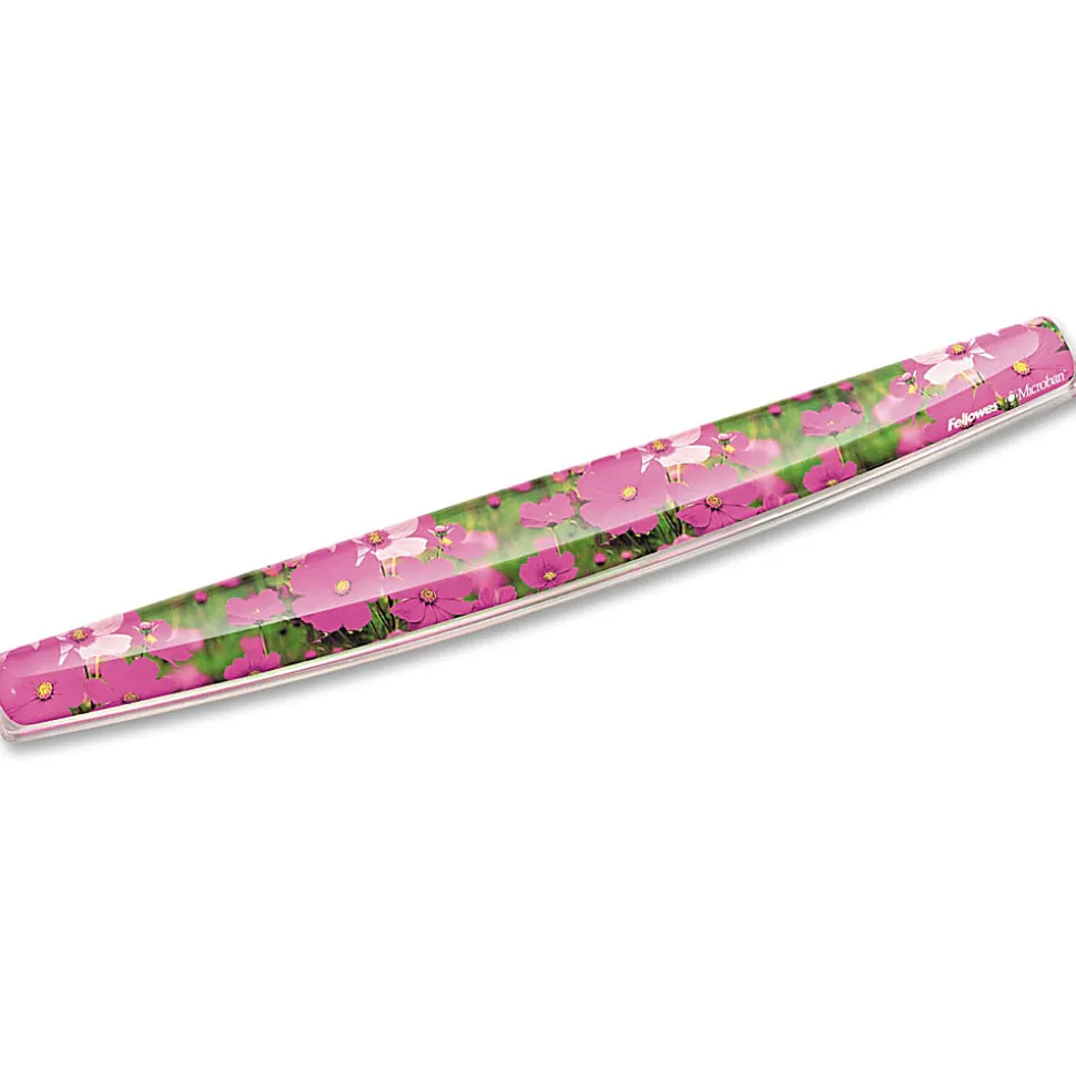 Fellowes® Photo Gel Keyboard Wrist Rest with Microban® Protection, Pink Flowers
