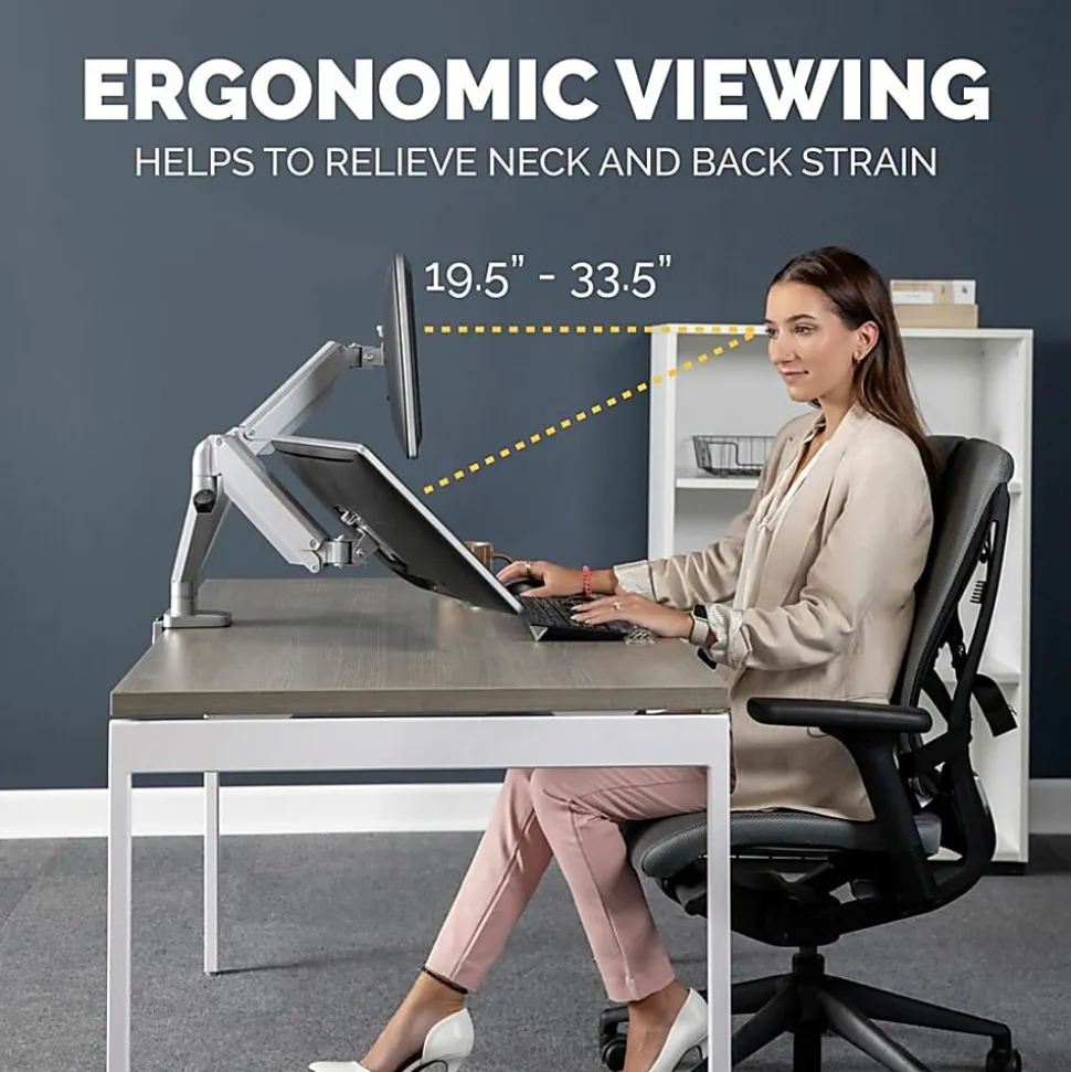 Fellowes® Platinum Series Dual Flat-Panel Monitor Arms, Silver