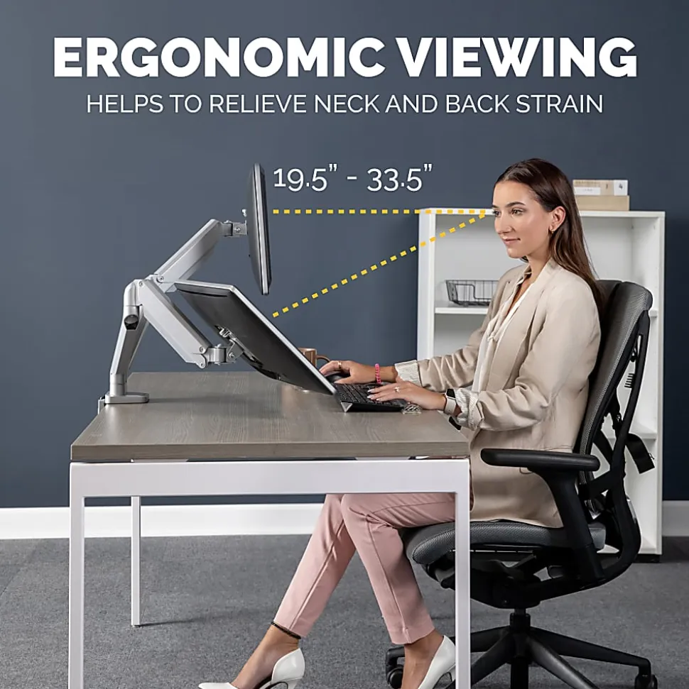 Fellowes® Platinum Series Dual Flat-Panel Monitor Arms, Silver