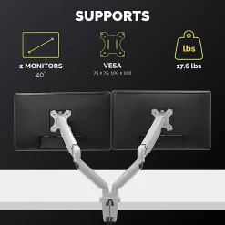 Fellowes® Platinum Series Dual Flat-Panel Monitor Arms, Silver