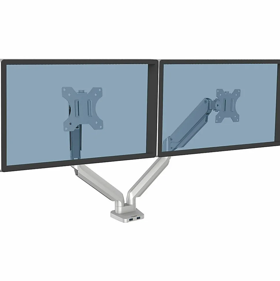 Fellowes® Platinum Series Dual Flat-Panel Monitor Arms, Silver