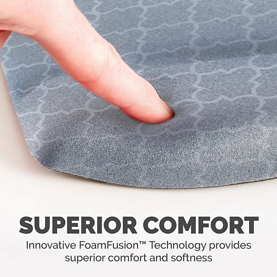 Fellowes® PlushTouch™ Microban® Mouse Pad With FoamFusion™ Wrist Rest, Lattice Pattern, Gray/White