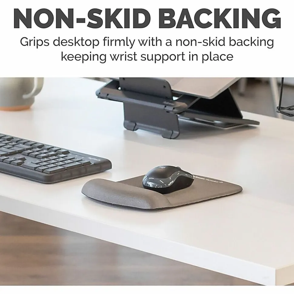 Fellowes PlushTouch™ Mouse Pad Wrist Rest with Microban® - Graphite - 1"x7.3"x9.4" Dimension - Graphite - 9252201