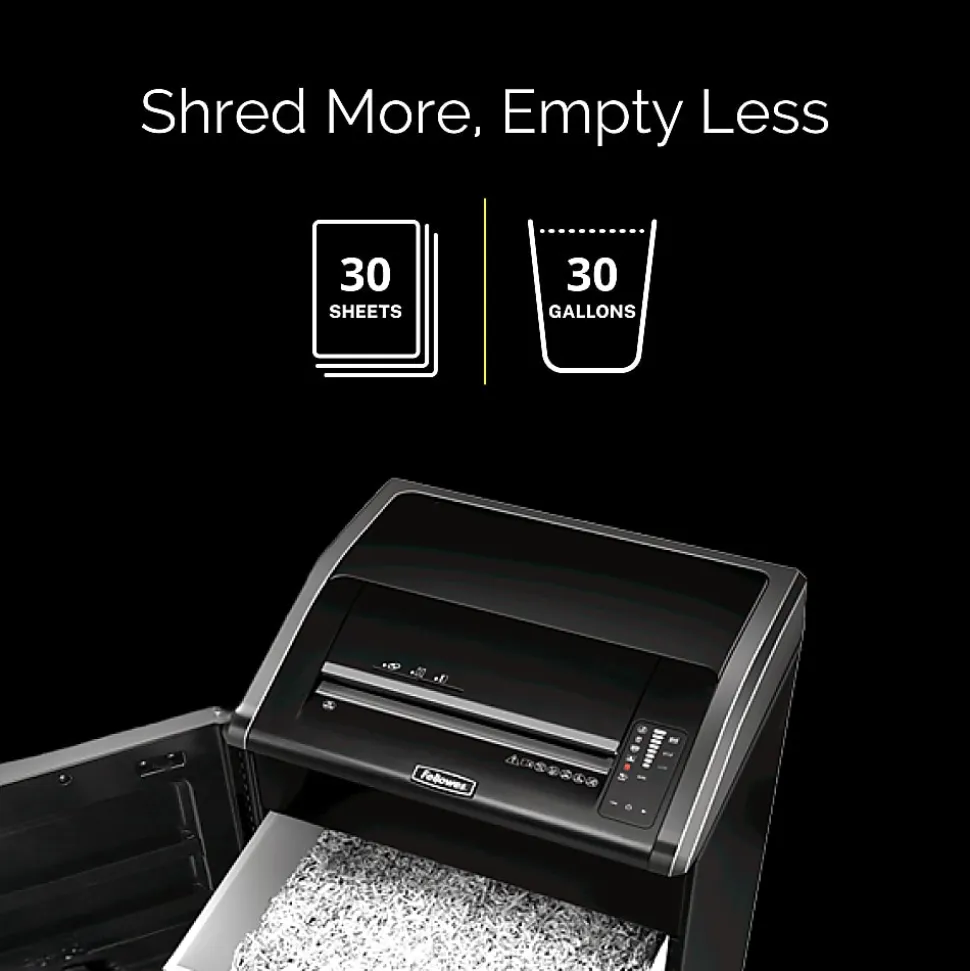 Fellowes® Powershred® 425Ci 100% Jam Proof BAA Compliant 30-Sheet Cross-Cut Continuous Duty Large Office Shredder