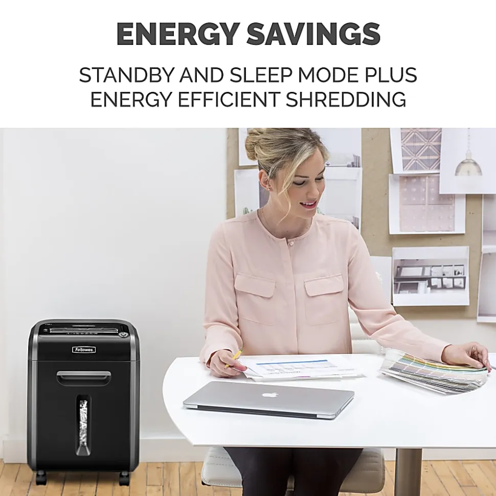 Fellowes® Powershred® 79Ci 100% Jam-Proof 16-Sheet Cross-Cut Paper Shredder with SafeSence®, Black/Silver