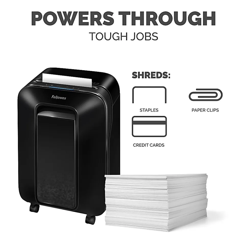 Fellowes® Powershred® LX200 100% Jam Proof Micro-Cut 12-Sheet Shredder, Black, 5015001