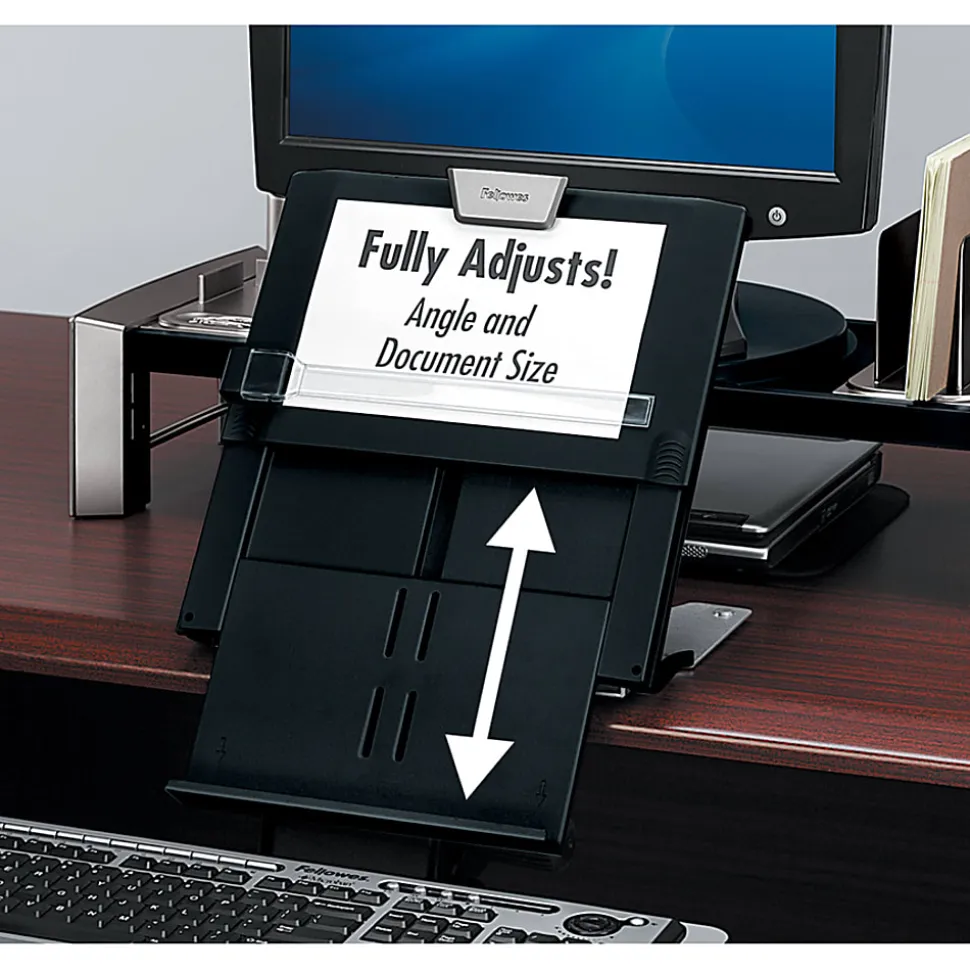 Fellowes® Professional Series In-Line Document Holder, 7" x 12", Black/Silver
