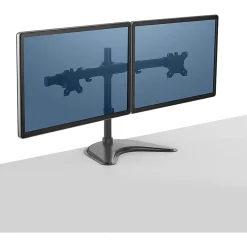 Fellowes® Professional Series Freestanding Dual Horizontal Arm For Monitors Up To 30", 19 1/2"H x 35"W x 11"D, Black, 8043701