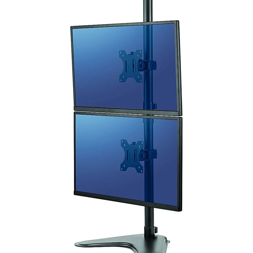 Fellowes® Professional Series Freestanding Dual-Stacking Arm For Monitors Up To 32", 35 1/2"H x 15 5/16"W x 11"D, Black, 8044001