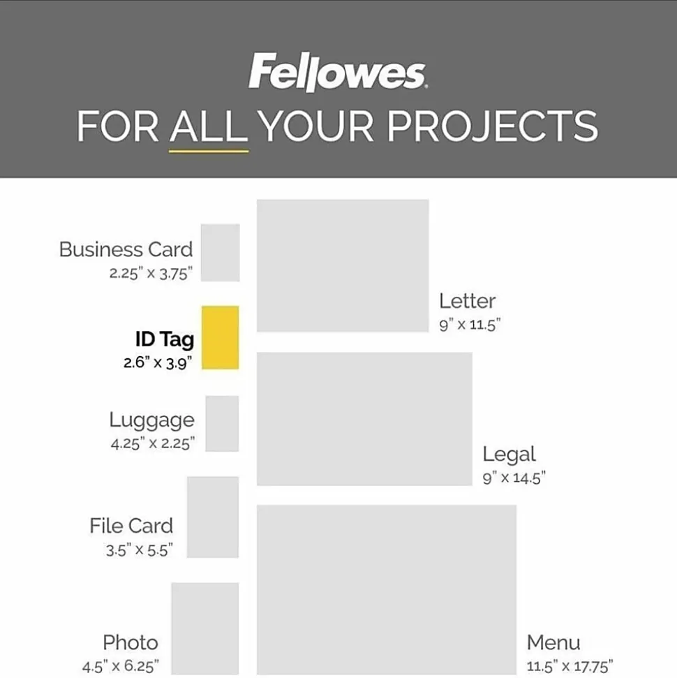 Fellowes Punched ID Card Glossy Thermal Laminating Pouches - 3.88"x 5 mil Thickness - Glossy - - 52016, 10/Pack