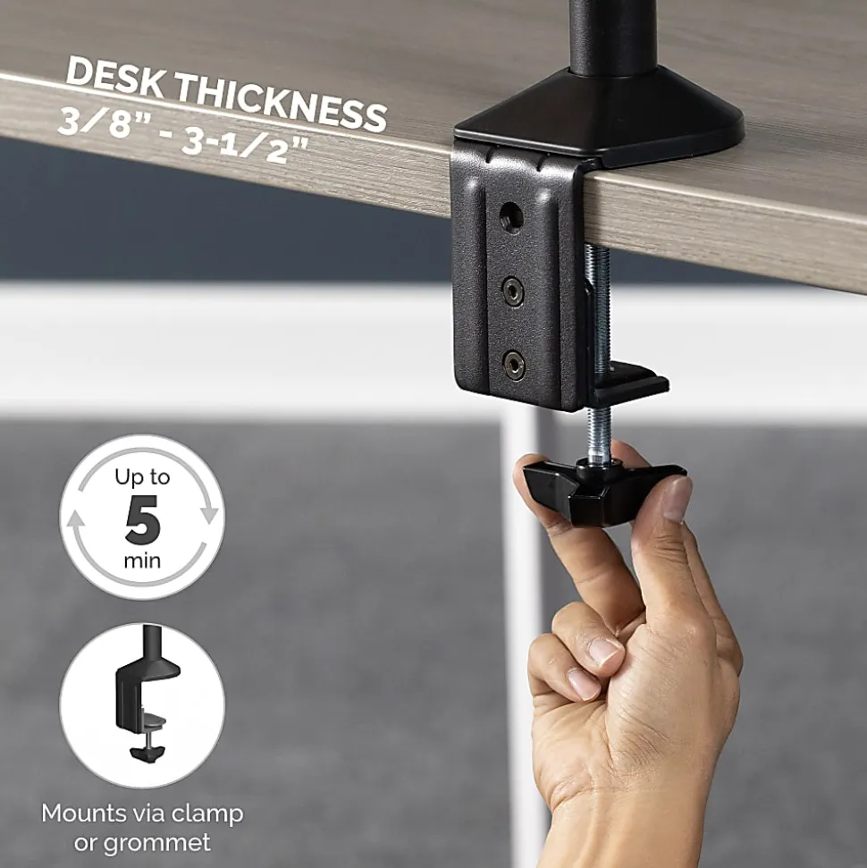 Fellowes® Reflex Dual Monitor Arms, 21-3/4"H x 4-1/2"W x 28-5/8"D, Black