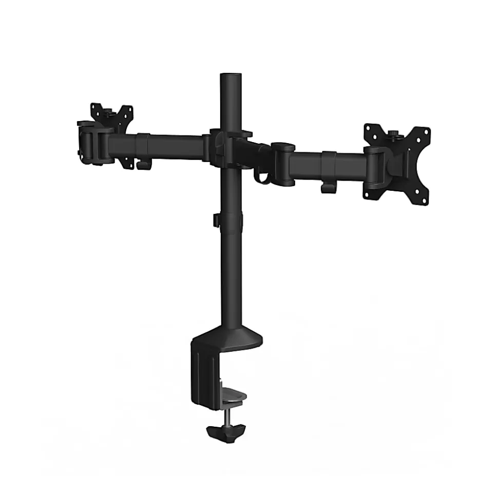 Fellowes® Reflex Dual Monitor Arms, 21-3/4"H x 4-1/2"W x 28-5/8"D, Black