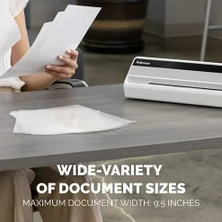 Fellowes® Saturn™ 95 Thermal and Cold Laminator Machine with 10-Sheet Starter Kit, 9.5 inch, Easy and Fast Warm-Up, Jam-Free Design
