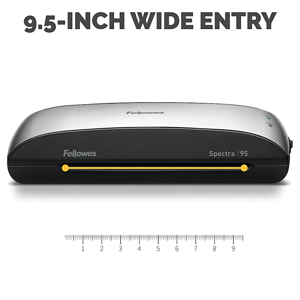 Fellowes® Spectra™ 95 Laminator With Combo Kit, 9 1/2" Entry Width, 3"H x 14 1/2"W x 7"D, Silver/Black