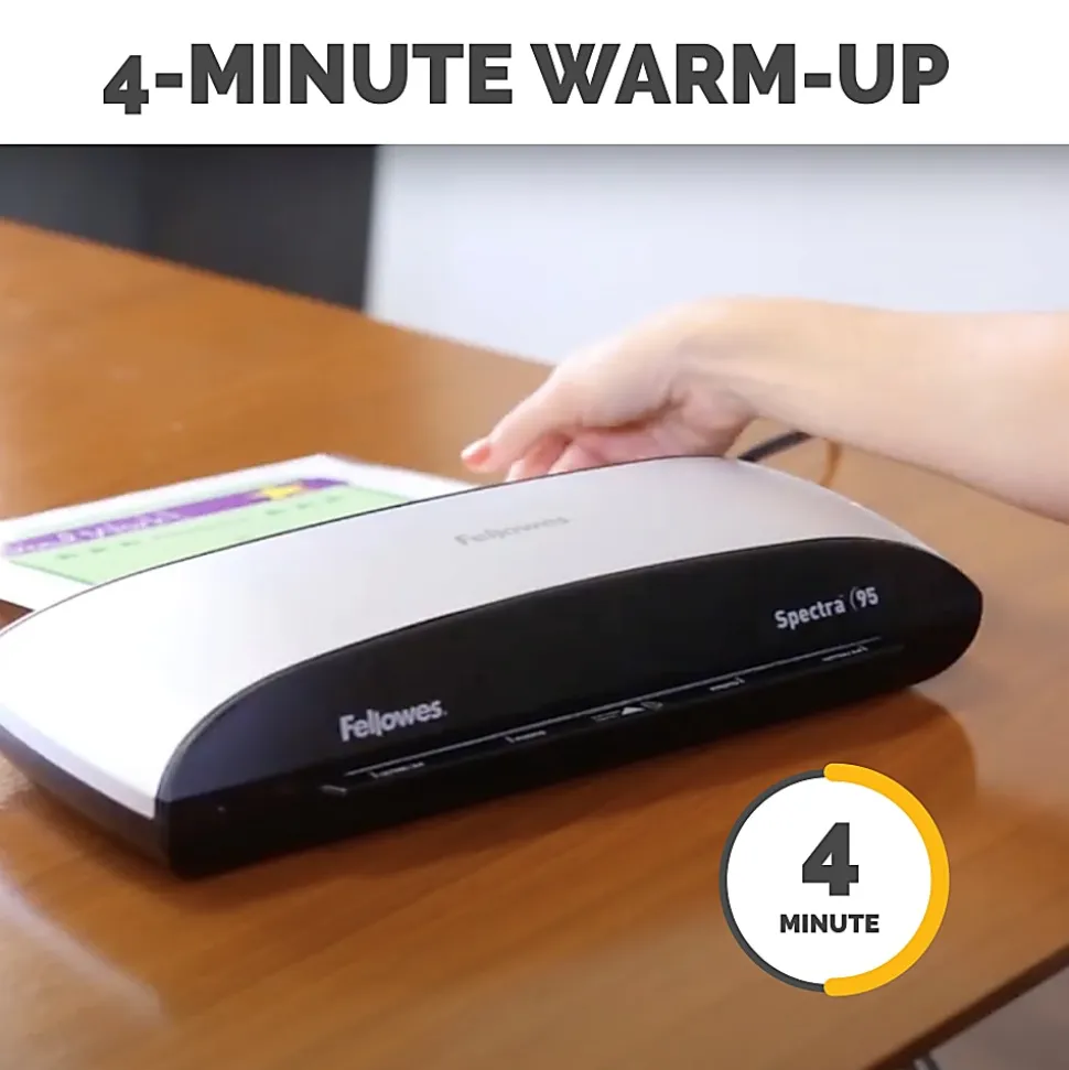 Fellowes® Spectra™ 95 Laminator With Combo Kit, 9 1/2" Entry Width, 3"H x 14 1/2"W x 7"D, Silver/Black