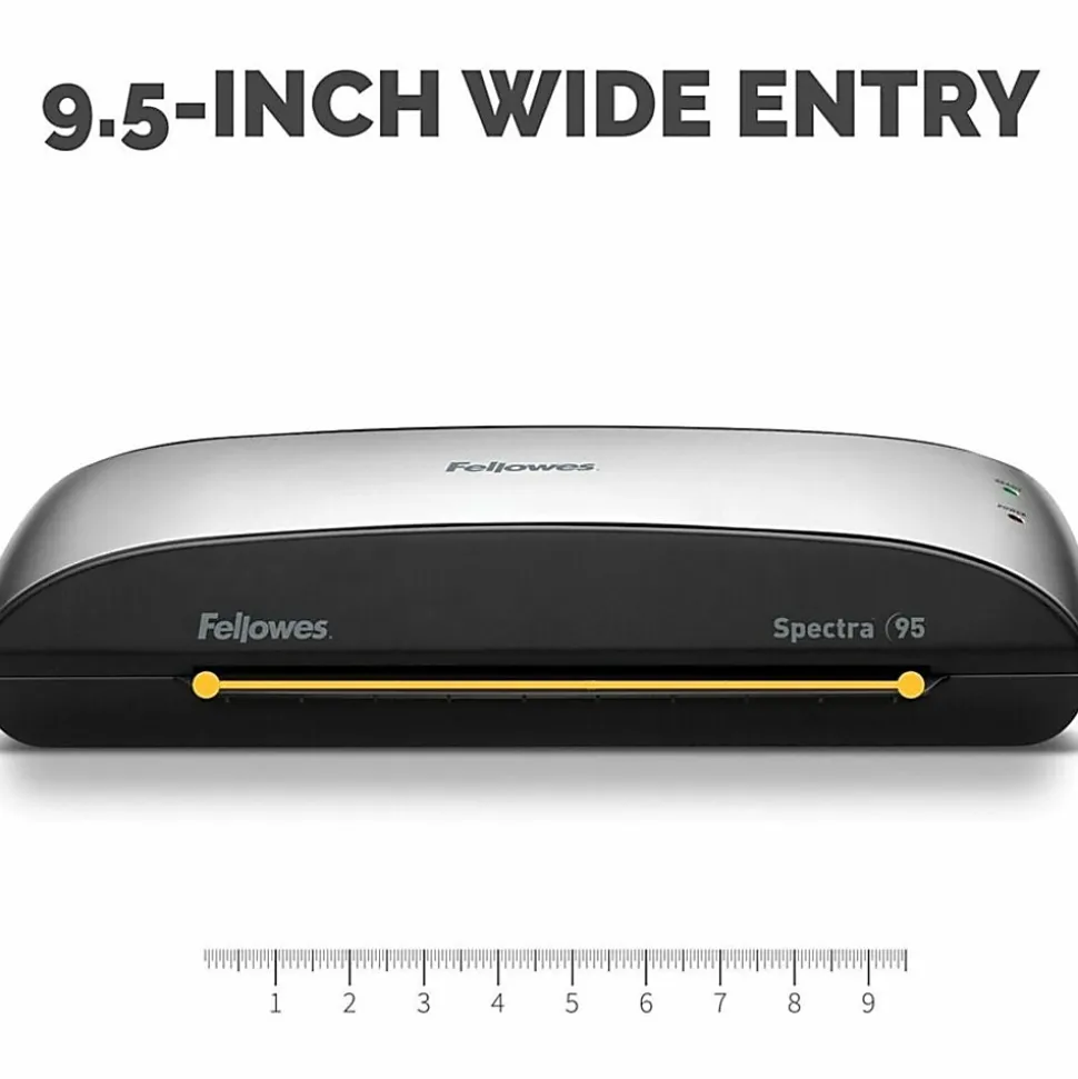 Fellowes® Spectra™ 95 Laminator With Combo Kit, 9 1/2" Entry Width, 3"H x 14 1/2"W x 7"D, Silver/Black