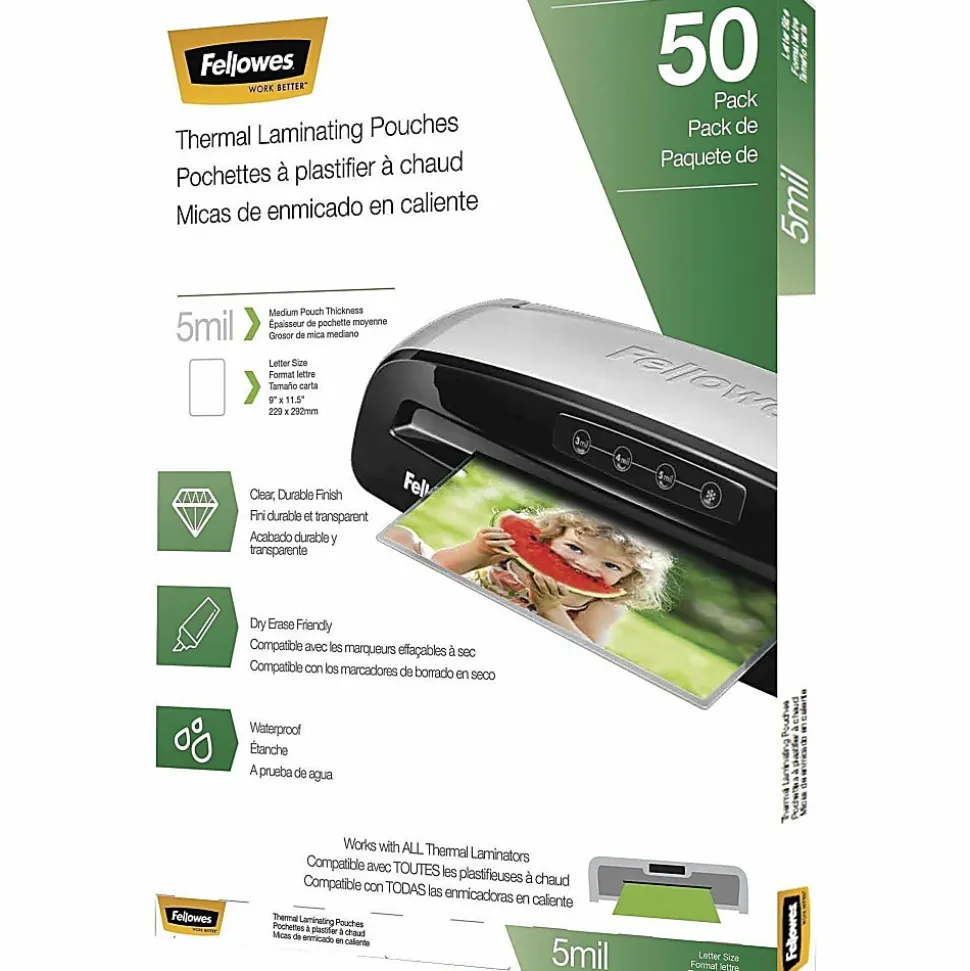 Fellowes® Thermal Laminating Pouches, 8-1/2" x 11", Pack Of 50