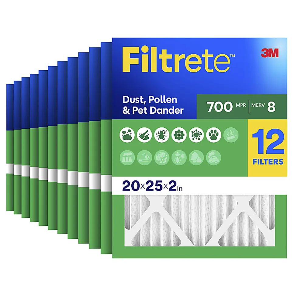Filtrete™ 20 x 25 x2 Air Filter, 12 HVAC Filters, MPR 700, MERV 8, Optimized HVAC Airflow, Dust, Pollen & Pet Dander, 3 Month AC and Furnace Filters