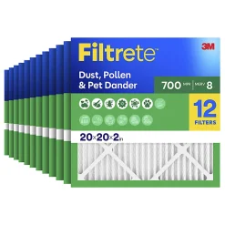 Filtrete™ 20 x 20 x 2 Air Filter, 12 HVAC Filters, MPR 700, MERV 8, Optimized HVAC Airflow, Dust, Pollen & Pet Dander, 3 Month AC and Furnace Filters