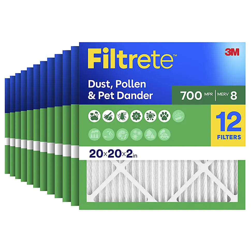 Filtrete™ 20 x 20 x 2 Air Filter, 12 HVAC Filters, MPR 700, MERV 8, Optimized HVAC Airflow, Dust, Pollen & Pet Dander, 3 Month AC and Furnace Filters
