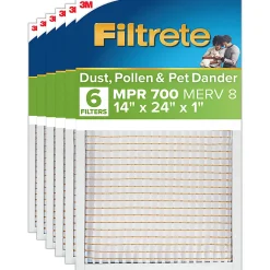 Filtrete™ 14 x 24 x 1 Air Filter, 6 HVAC Filters, MPR 700, MERV 8, Optimized HVAC Airflow, Dust, Pollen & Pet Dander, 3 Month AC and Furnace Filters