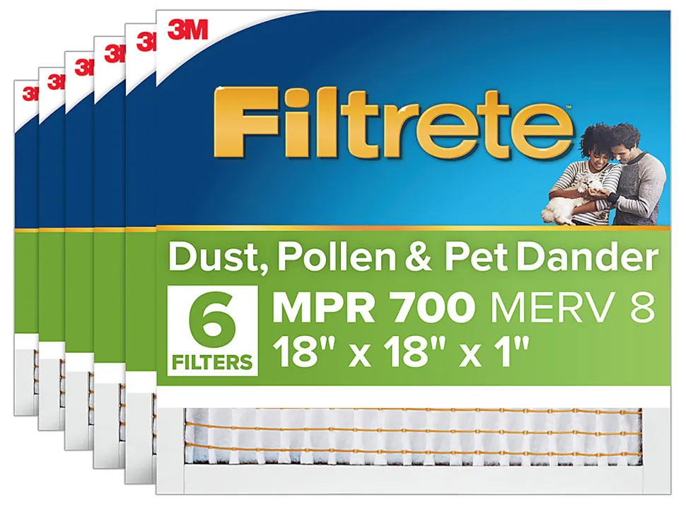 Filtrete™ 18 x 18 x 1 Air Filter, 6 HVAC Filters, MPR 700, MERV 8, Easy on Airflow, Dust, Pollen & Pet Dander, 3 Month AC and Furnace Filters