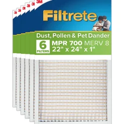 Filtrete™ 22 x 24 x 1 Air Filter, 6 HVAC Filters, MPR 700, MERV 8, Optimized HVAC Airflow, Dust, Pollen & Pet Dander, 3 Month AC and Furnace Filters