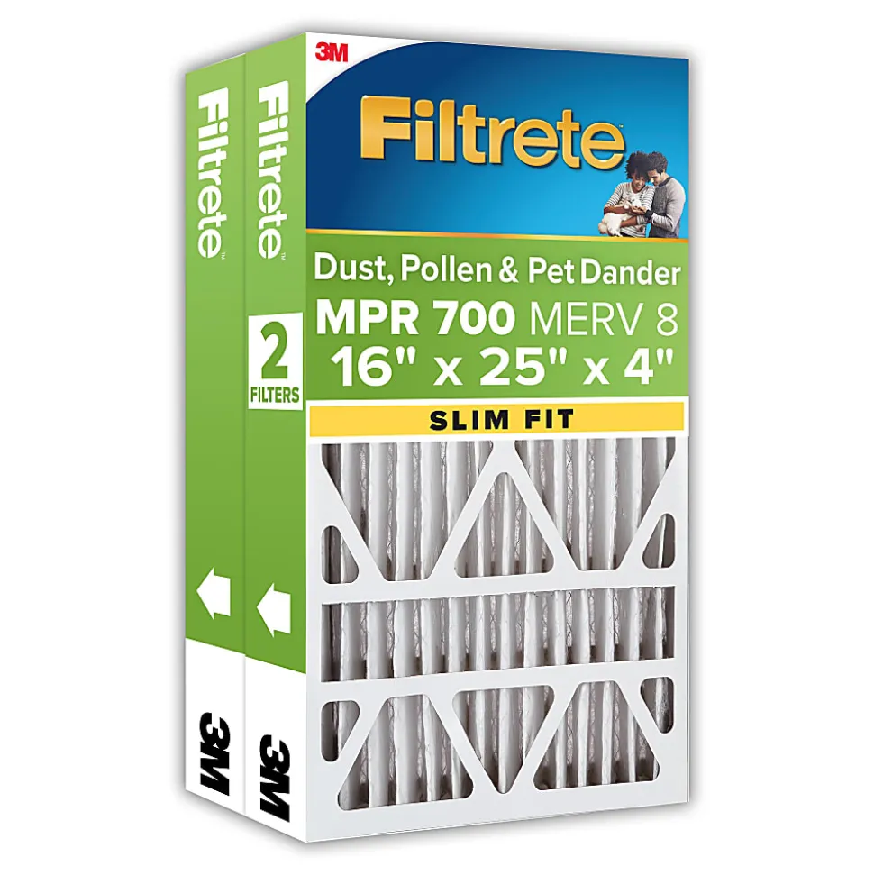 Filtrete™ 16 x 25 x 4 Air Filter, 2 HVAC Filters, MPR 700, MERV 8, Optimized HVAC Airflow, Dust, Pollen & Pet Dander, 12 Month AC and Furnace Filters