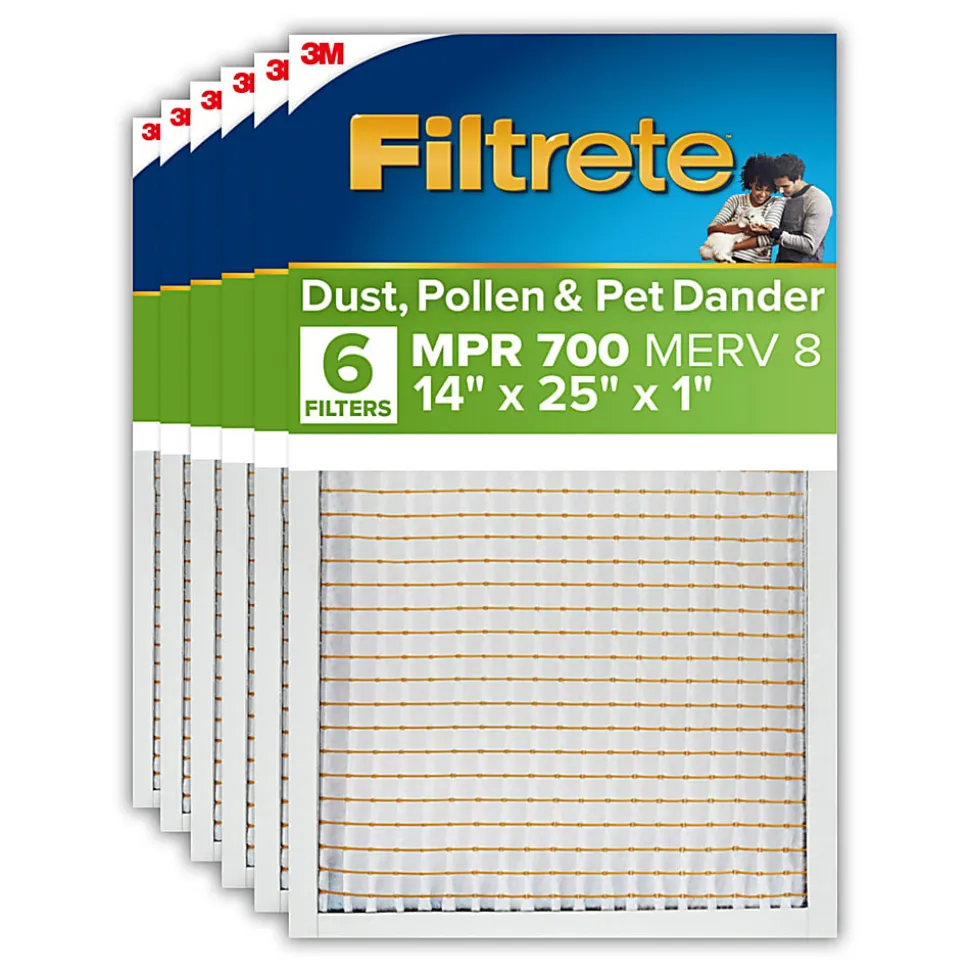 Filtrete™ 14 x 25 x 1 Air Filter, 6 HVAC Filters, MPR 700, MERV 8, Optimized HVAC Airflow, Dust, Pollen & Pet Dander, 3 Month AC and Furnace Filters