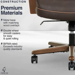 Finch Neo Two Ergonomic Vegan Leather Mid-Back Executive Office Chair, Brown/Cognac