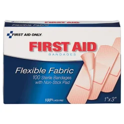 First Aid Only Fabric Bandages, 1" x 3", Box Of 100