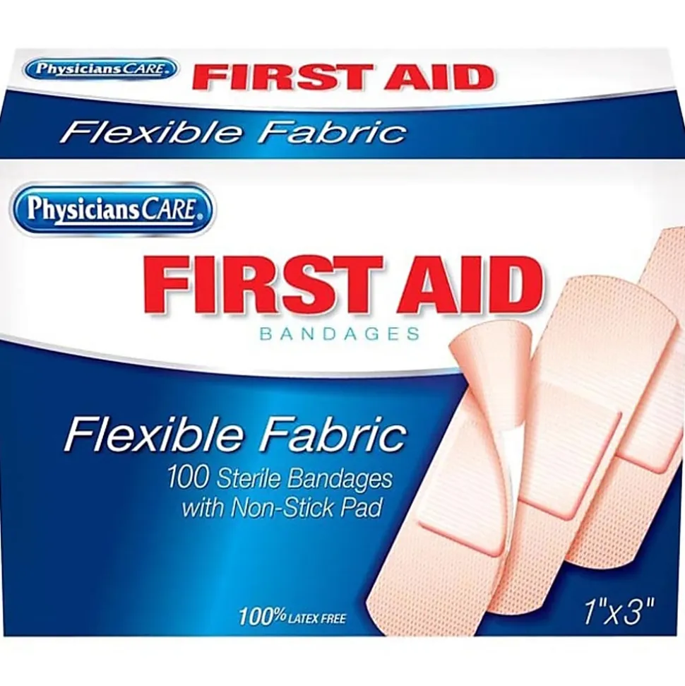 First Aid Only Fabric Bandages, 1" x 3", Box Of 100