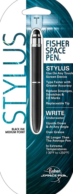Fisher Bullet Touch Stylus And Space Pen Combo, Bold Point, 1.0 mm, Chrome Barrel, Black Ink