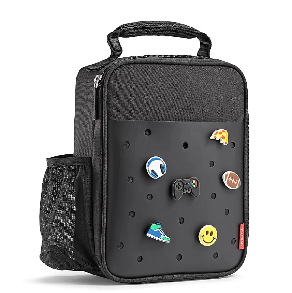 Fit & Fresh Baylee Charm Lunch Bag, 10”H x 4”W x 7-1/2”D, Black