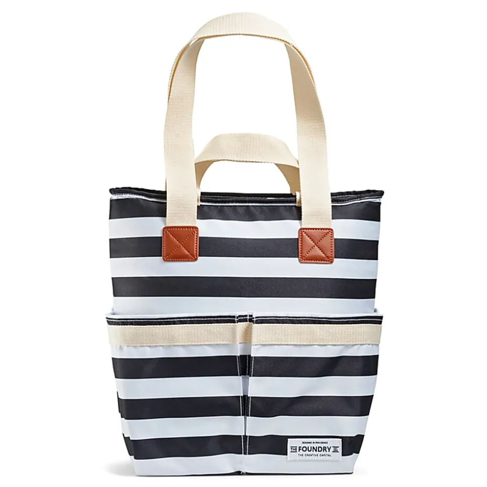 Fit & Fresh Colton Cooler Tote Lunch Bag, 14”H x 5”W x 16”L, Black/White Stripe