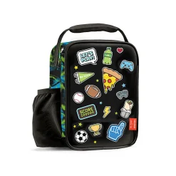 Fit & Fresh Pipstickers by Pipsticks DIY Ellis Lunch Bag, 10-1/2”H x 8”W x 4”D, Black Neon Splash