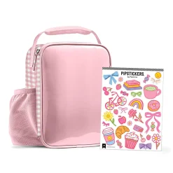 Fit & Fresh Pipstickers by Pipsticks DIY Ellis Lunch Bag, 10-1/2”H x 8”W x 4”D, Pink Gingham