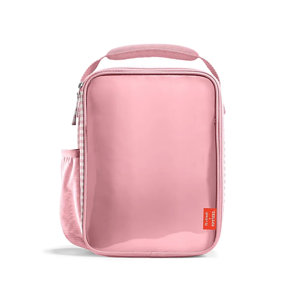 Fit & Fresh Pipstickers by Pipsticks DIY Ellis Lunch Bag, 10-1/2”H x 8”W x 4”D, Pink Gingham
