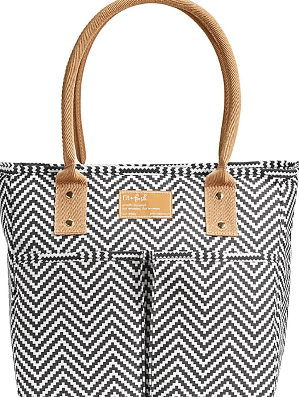 Fit & Fresh Summerton Lunch Bag Basket, 10”H x 6-1/4”W x 10”D, Black/White/Brown