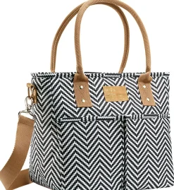 Fit & Fresh Summerton Lunch Bag Basket, 10”H x 6-1/4”W x 10”D, Black/White/Brown