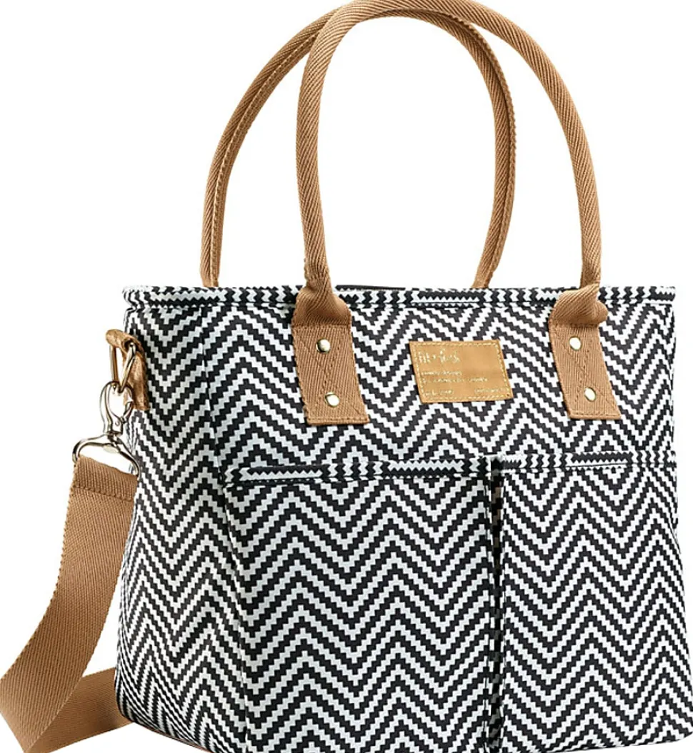 Fit & Fresh Summerton Lunch Bag Basket, 10”H x 6-1/4”W x 10”D, Black/White/Brown