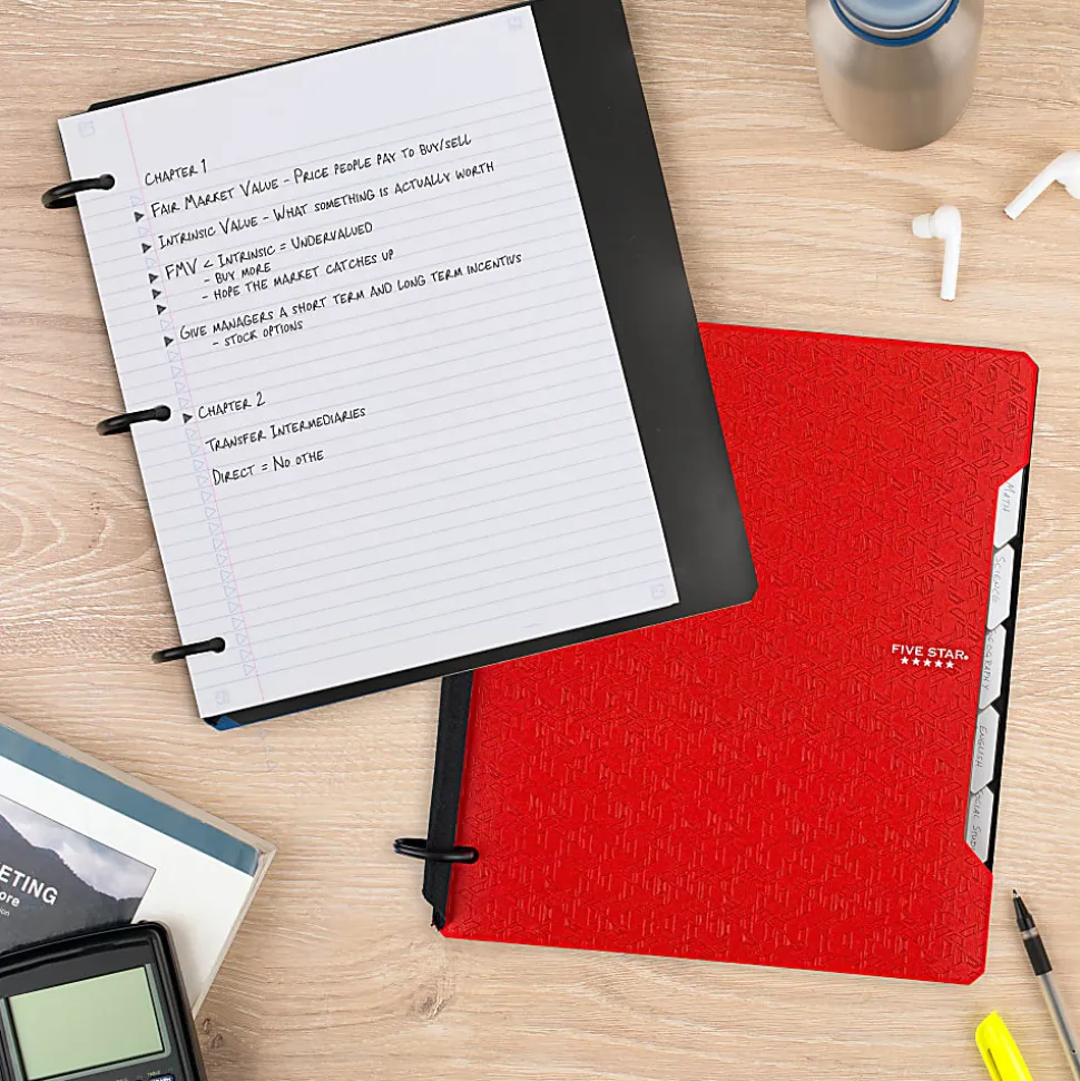 Five Star Flex® Refillable Notebook Plus Study App, 60 Sheets, College Ruled, Color Chosen For You