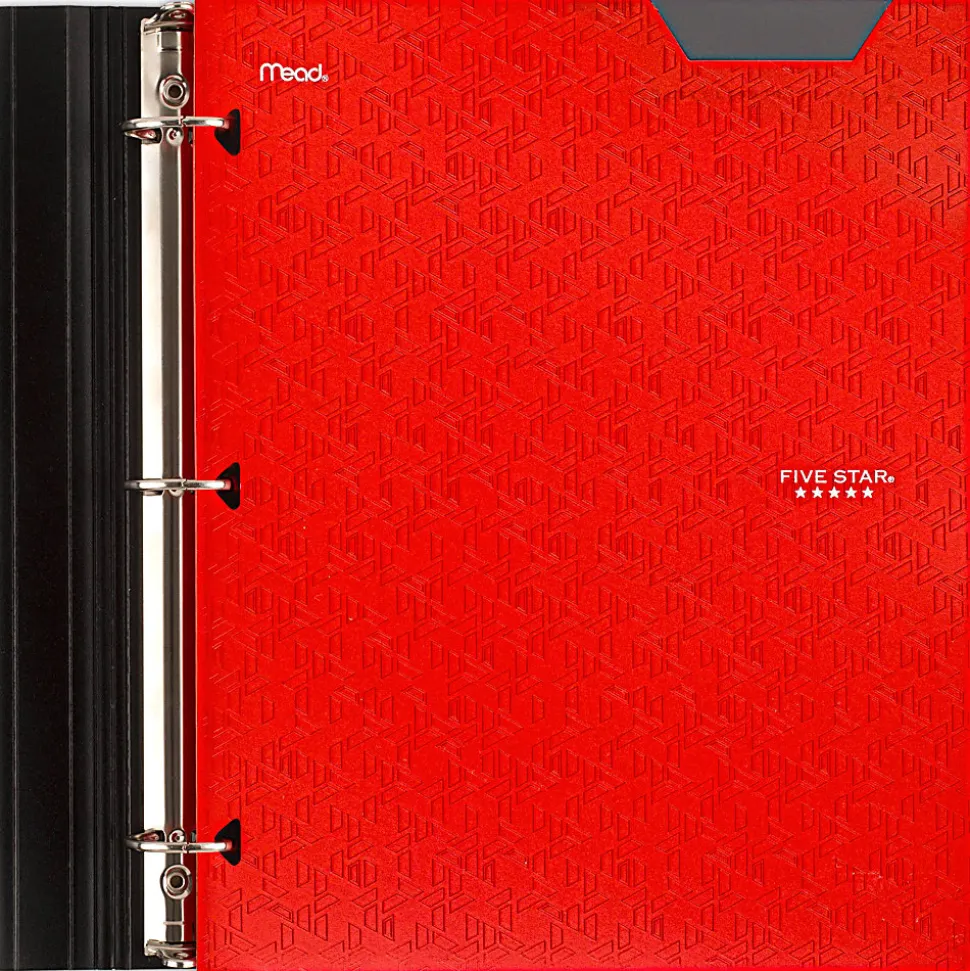 Five Star® 2-Pocket Stay-Put Plastic Folder, Fire Red