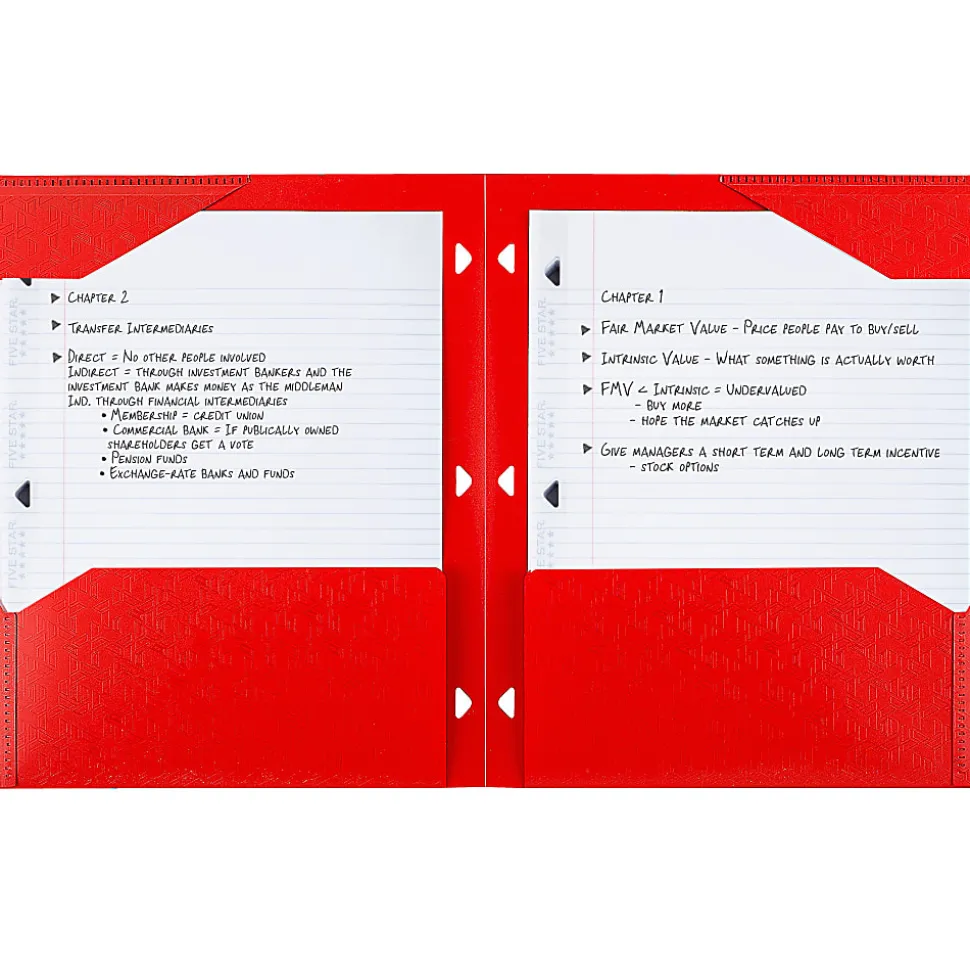 Five Star® 2-Pocket Stay-Put Plastic Folder, Fire Red