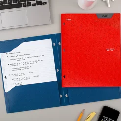 Five Star® 2-Pocket Stay-Put Plastic Folder, Fire Red